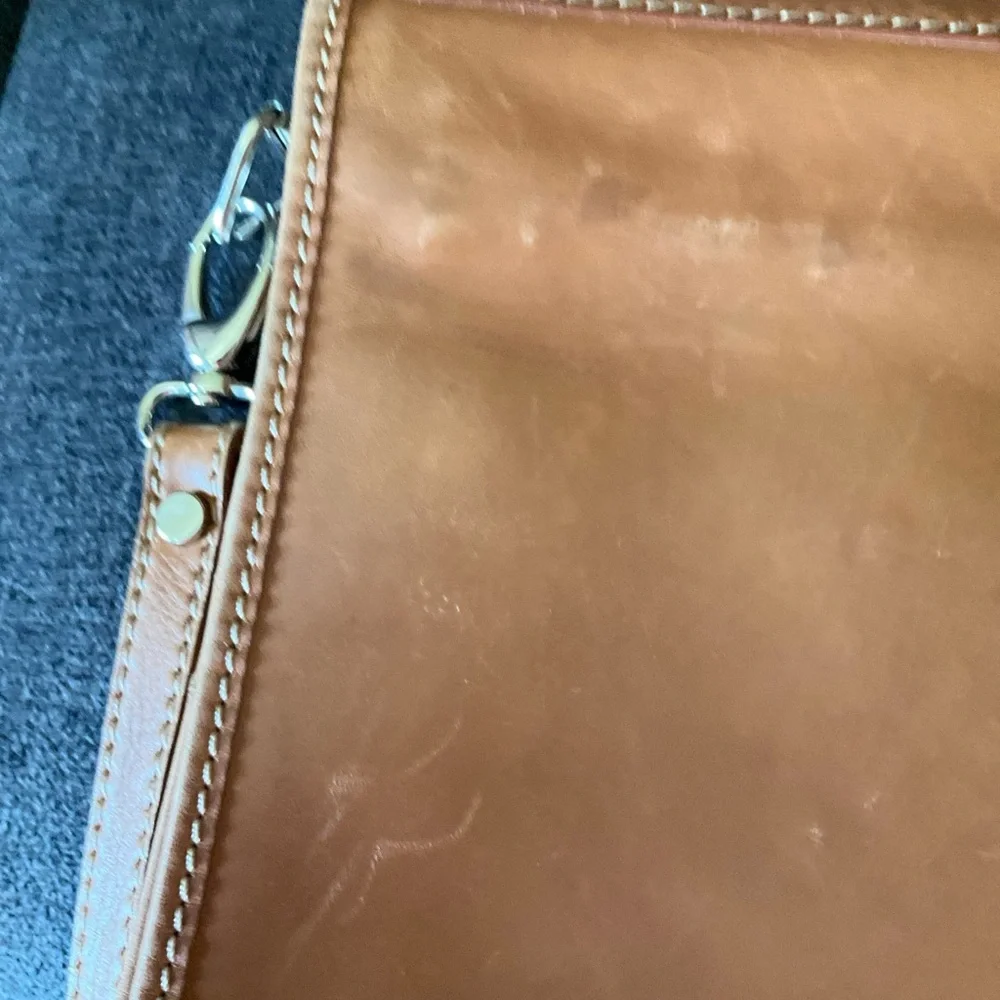 Pre-owned Vintage softside caramel leather made in Italy Briefcase 💼